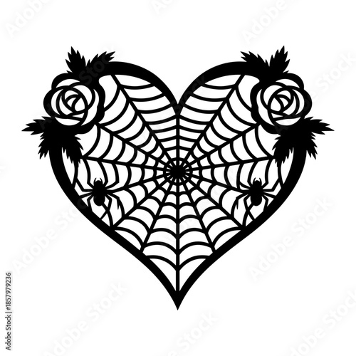 Spiderweb Heart with Roses