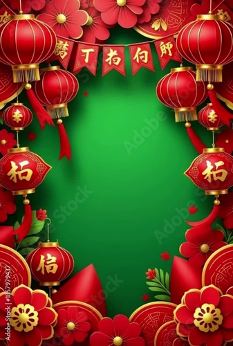 happy chinese new year 2026 green screen background
