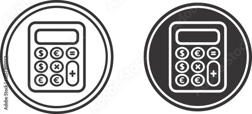 Calculator Icon Set Finance Accounting Math Tool Black and White Minimal Vector