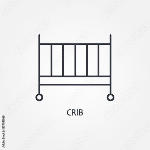 Vector line icon for baby bed