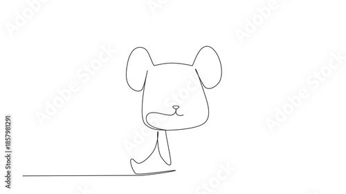 Animated self drawing of continuous line drawing of an animal, a cute mouse sitting with its tail visible, Fauna Appreciation Day. Symbolizing a friendly animal. Full length single line animation