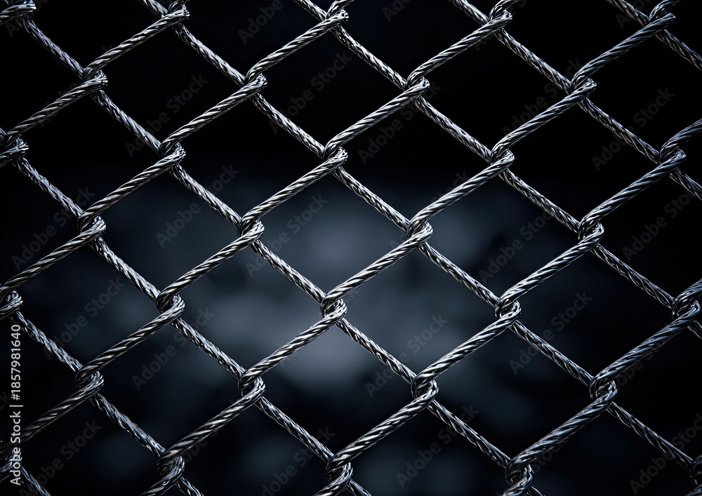 Fototapeta premium Close-up view of metallic wire fence