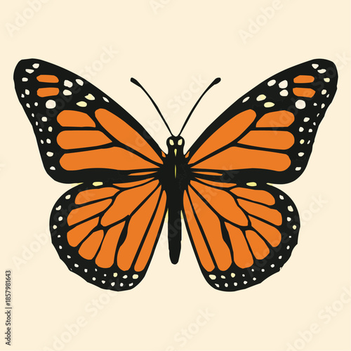 Monarch Butterfly Flat Vector Illustration