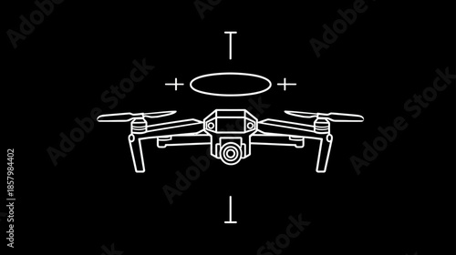 UAV drone flight controls illustration with ascend, descend, and yaw directions. Conceptual diagram of unmanned aerial vehicle movement.