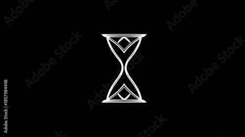 Elegant glowing white outline hourglass icon on black background, symbolizing time, deadlines, urgency, and measurement. Modern digital abstract design.