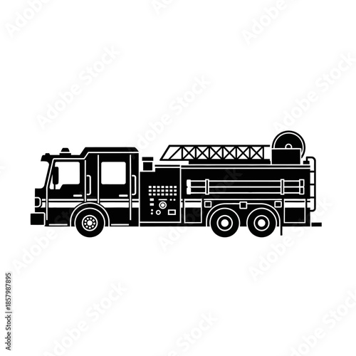 Vector icons Fire truck silhouette vector illustration isolated on white background. EPS Editable