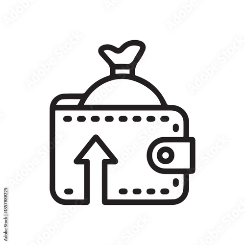 Money Wallet Savings Growth Line Icon Vector Illustration for Finance and Investment Concept