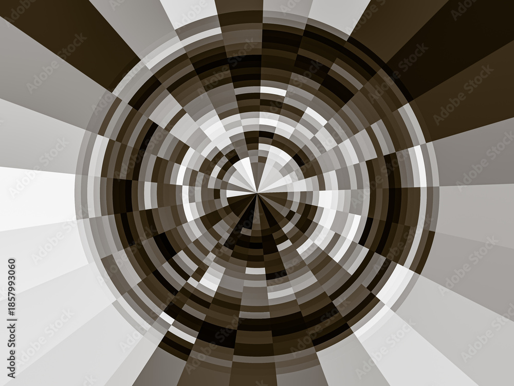 Fototapeta premium A blurry image of a circle with a lot of black and white squares