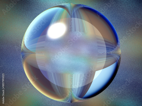 A blurry image of a blue sphere with a white dot in the center