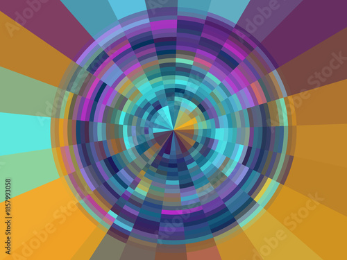 A colorful circle with a blue center