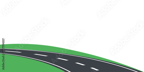 Straight Highway Road with Perspective, Vector Illustration. Flat Cartoon Asphalt Road with White Lines. Empty Highway Landscape Background. Transportation, Travel Road Template