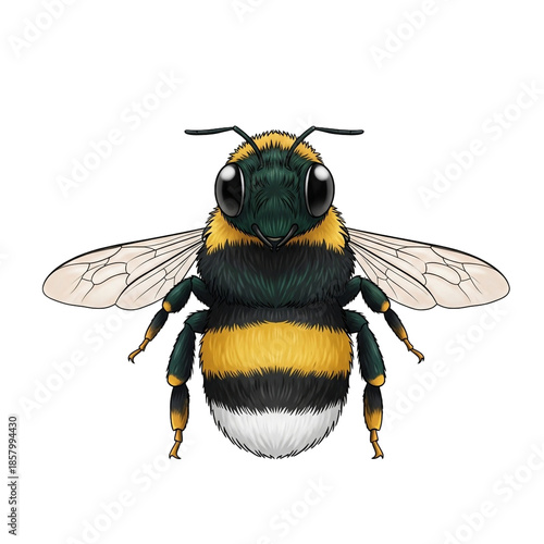 Detailed illustration of a bumblebee with vibrant colors and intricate details.