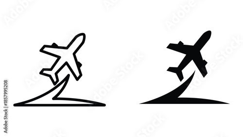 Airplane taking off illustration on white background