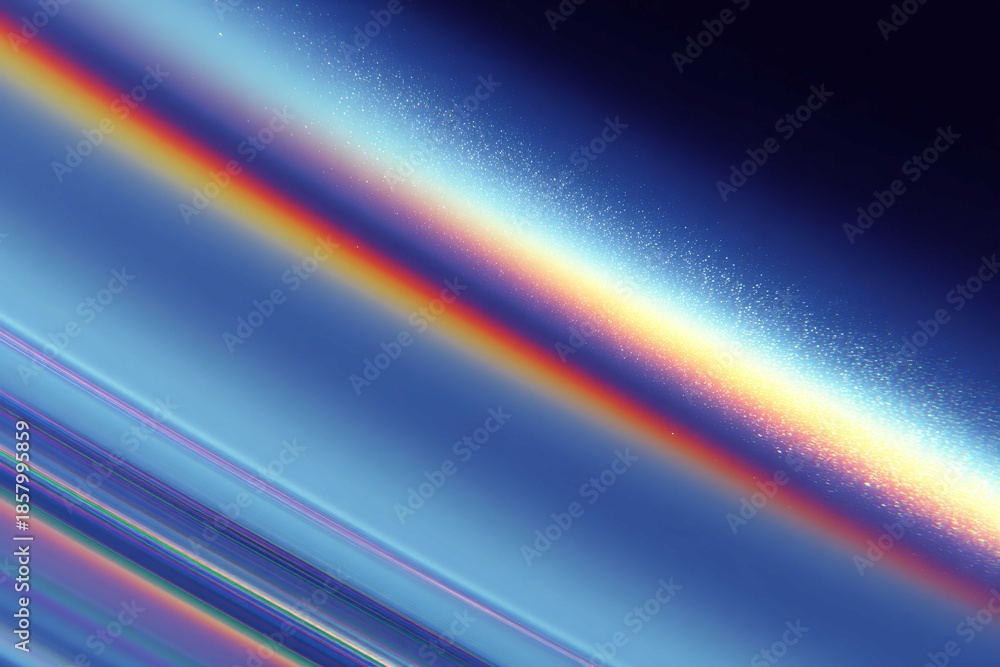 Fototapeta premium A vibrant, abstract image featuring a colorful spectrum against a dark background, resembling light refraction.