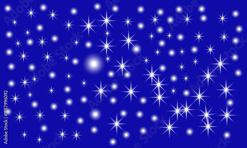 Blue Christmas background with snowflakes and stars