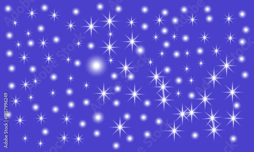 Sparkling white stars on a vibrant blue night sky background