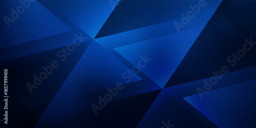 Black dark navy blue silver abstract pattern background. Geometric shape. Line triangle angle fold polygon diamond 3D. Color gradient ombre. Rough grain noise. Light shadow. Matte shimmer. Minimum.