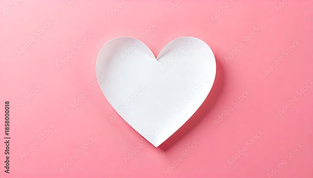 Obraz premium White paper heart symbolizing love and romance resting gently on a vibrant pink background