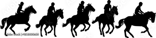 rider on a horse, rider and horse silhouette isolated
