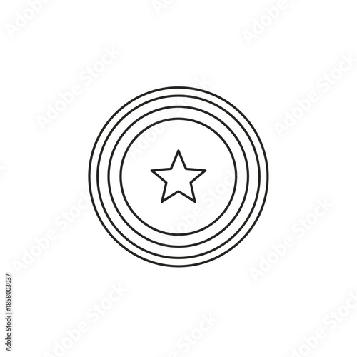 Close-up of Circular Medal with Star and concentric Rings on White Background