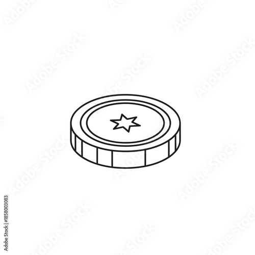 Close-up of Coin with Star Design for Financial and Economic Themes