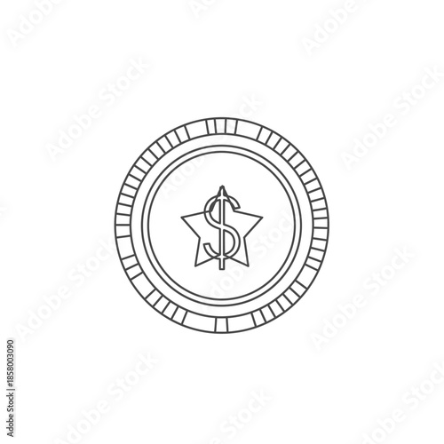 Close-up of a coin with medical caduceus symbol and star emblem for financial health theme
