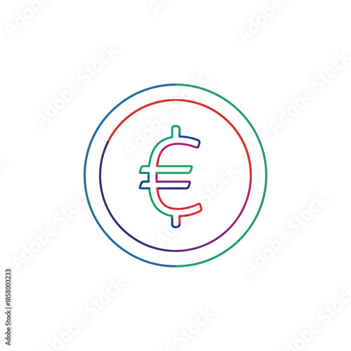 Colorful Digital Illustration of Euro Currency Symbol in Neon Style for Financial Themes