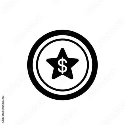 Creative Coin Icon with Dollar Sign Inside Star for Financial Symbols and Digital Currency Visuals