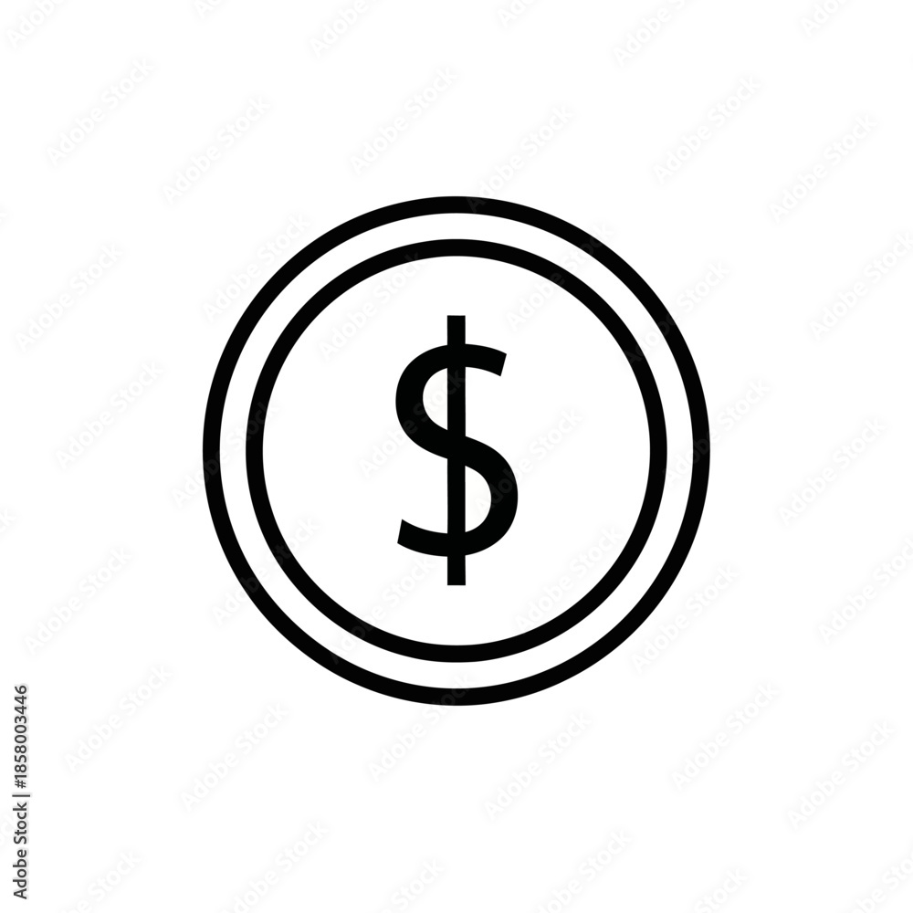 Obraz premium Minimalist Black and White Dollar Sign Icon for Financial Concepts