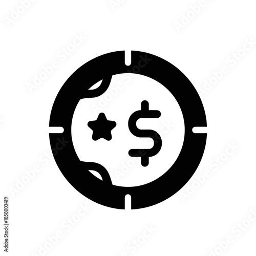 Minimalist Black and White Digital Coin Icon for Financial or Economic Themes