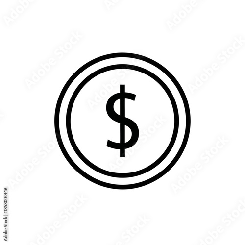 Minimalist Black and White Dollar Sign Icon for Financial Concepts