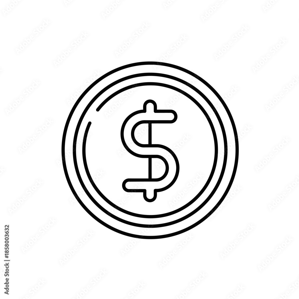 Obraz premium Minimalist Illustration of a Dollar Coin Symbol for Financial and Economic Concepts