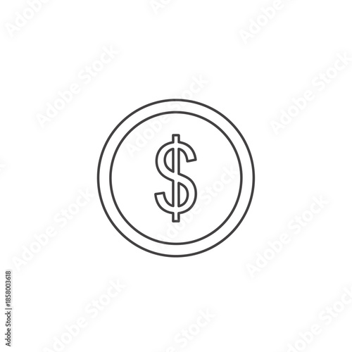 Minimalist Illustration of a Dollar Coin for Financial and Banking Concepts