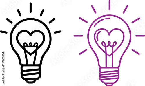 Two Light Bulbs with Heart Shapes Inside Ideas and Love