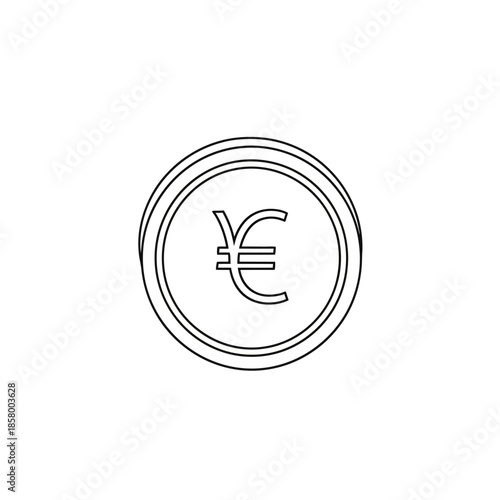 Minimalist Illustration of a Euro Coin for Financial and Economic Concepts