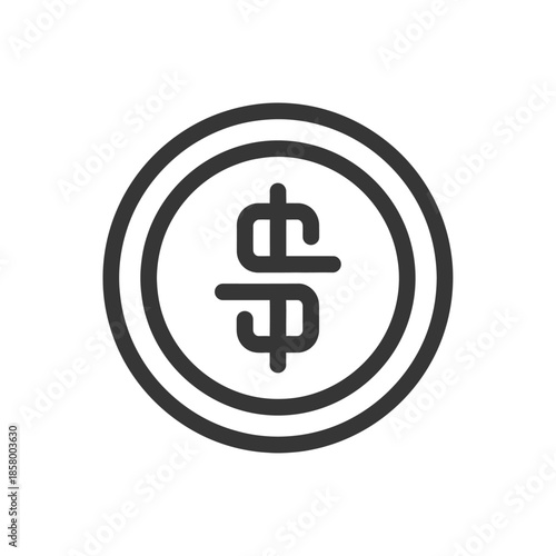 Minimalist Coin Icon with Dollar and Currency Symbols for Financial Branding