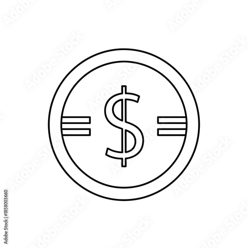Minimalist Coin Illustration with Dollar Sign for Financial and Business Concepts