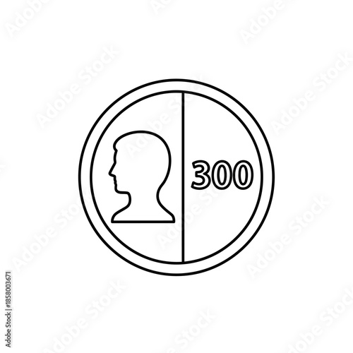 Minimalist Coin Illustration with Profile and Numeric Value for Financial Graphics