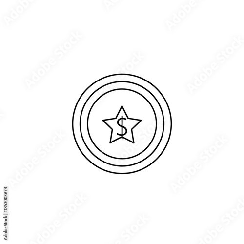 Minimalist Coin Illustration with Star and Dollar Sign for Financial Concepts