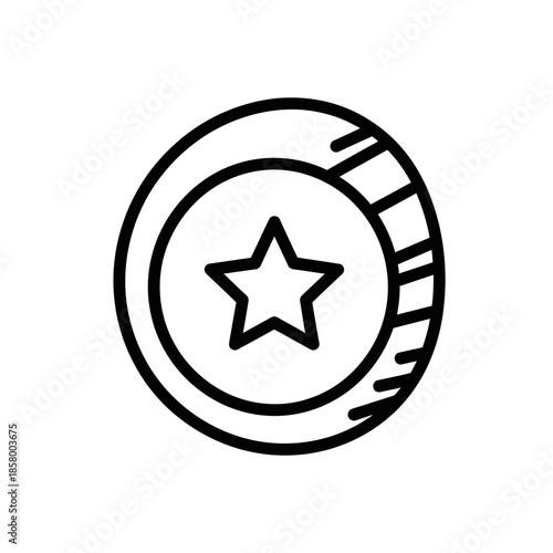Minimalist Coin Illustration with Star Design for Financial Graphic Use