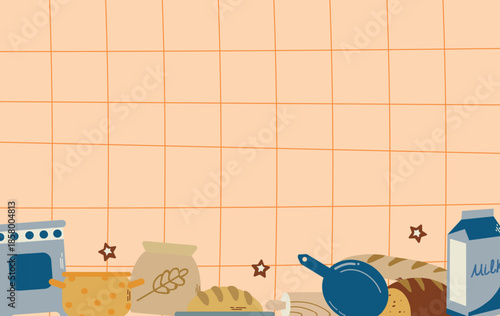 Bakery Elements Background Banner Poster on checkered background