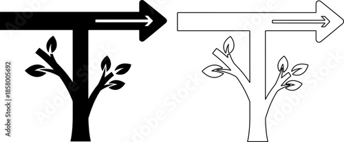Minimalist Tree and Arrow Sign Directional Symbols Illustration