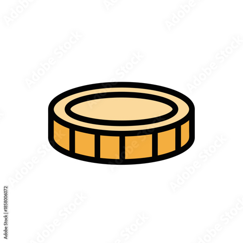 Simple Cartoon Illustration of a Gold Coin for Financial and Economy Concepts