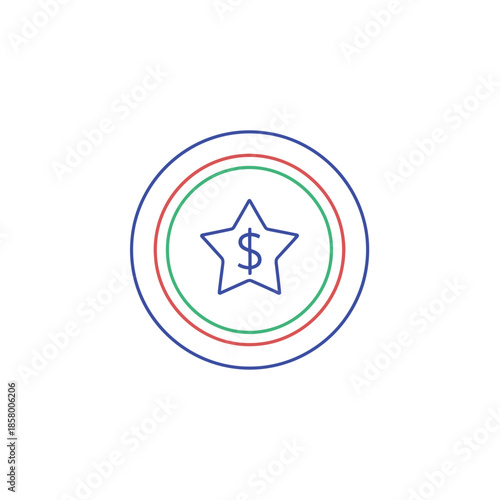 Stylish Digital Coin Illustration with Star and Dollar Sign for Financial Technology Use