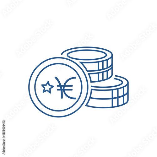 Digital Illustration of Euro and Coin Stack Depicting Currency and Finance Concept