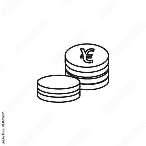 Digital Illustration of Euro Coins Stacked for Financial Growth and Economy