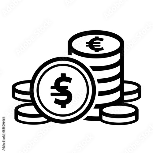 Finance and Economy Concept with Euro and Dollar Coins Illustration