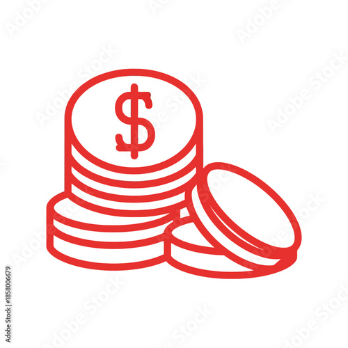 Financial Investment Concept with Stack of Coins and Dollar Sign Illustration