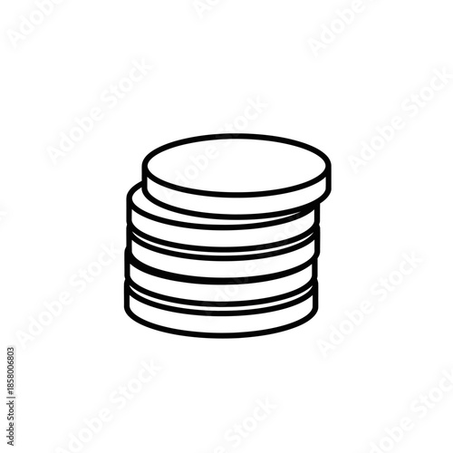 Minimalist Coin Stack Icon on White Background for Financial and Business Themes