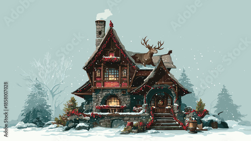 Santa Clause Houser, Vector Illustration